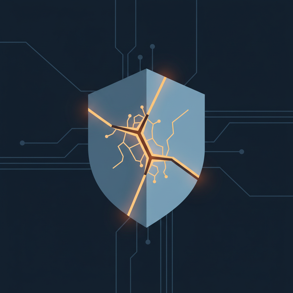 Ilustración de un escudo digital reparándose